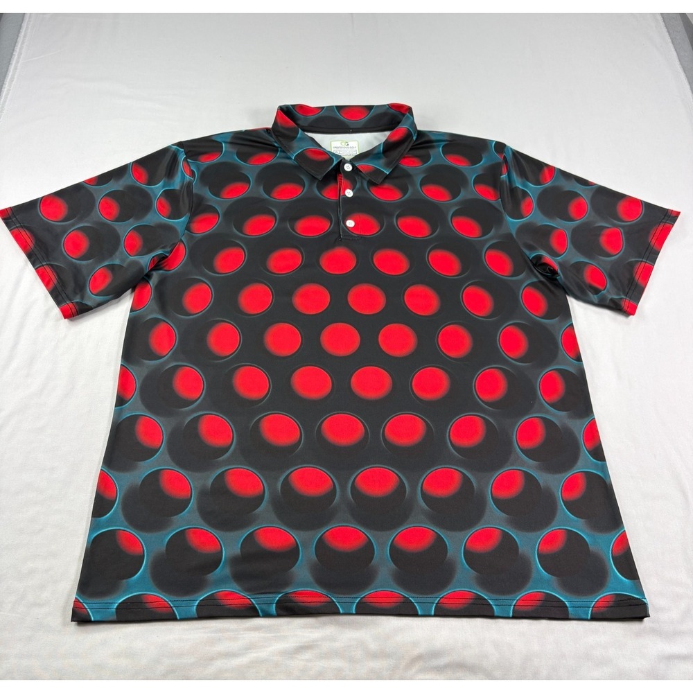Obnoxious Golf Polo Shirt Mens XL Geometric AOP Performance Stretch Wicking